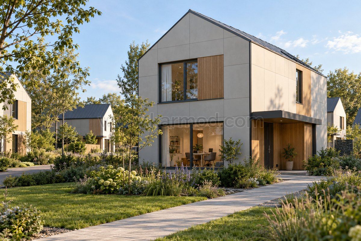 Casa compacta de dos plantas con acceso sin escalones y habitación flexible en la planta baja