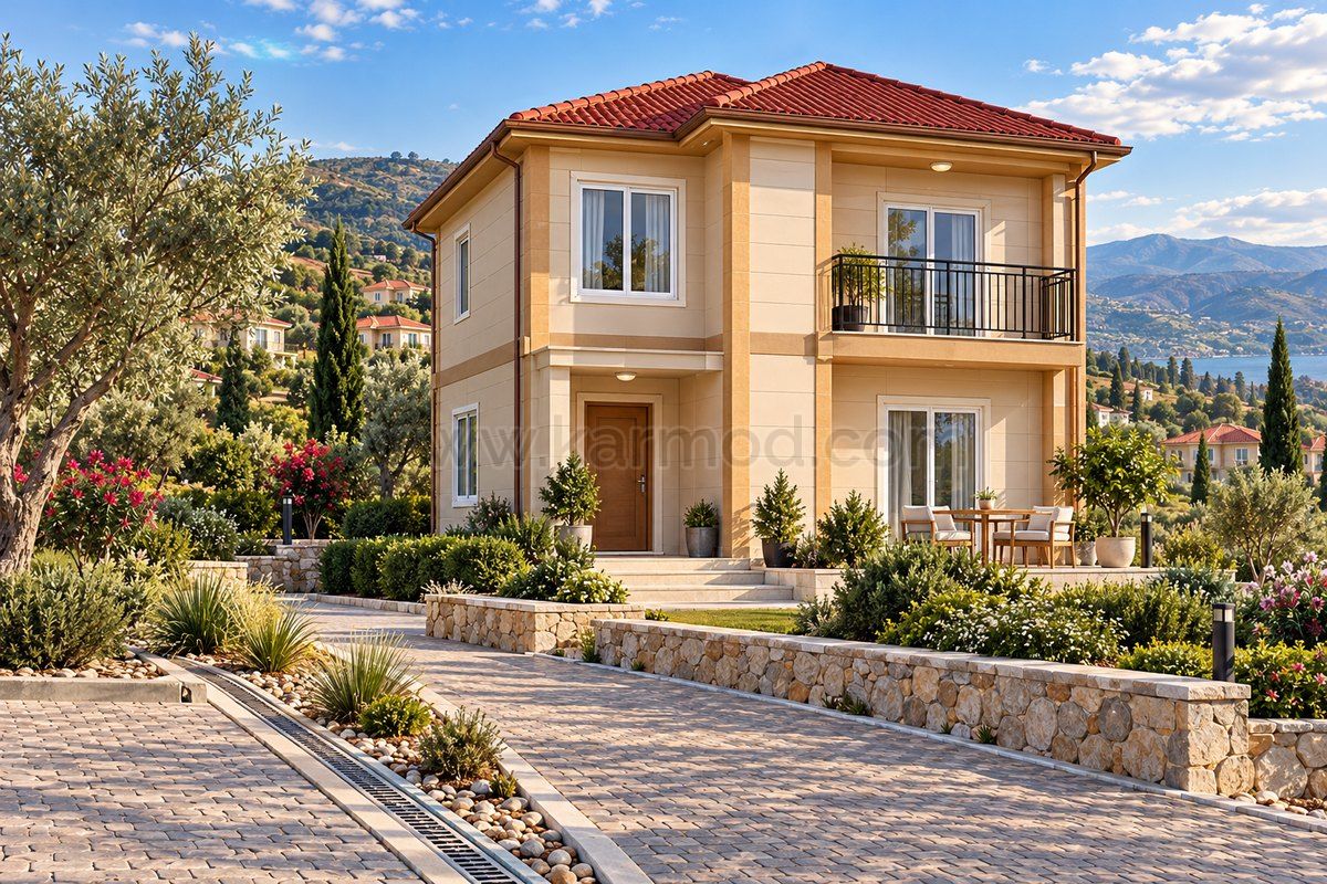 Vivienda prefabricada en una parcela preparada con acceso y drenaje exterior