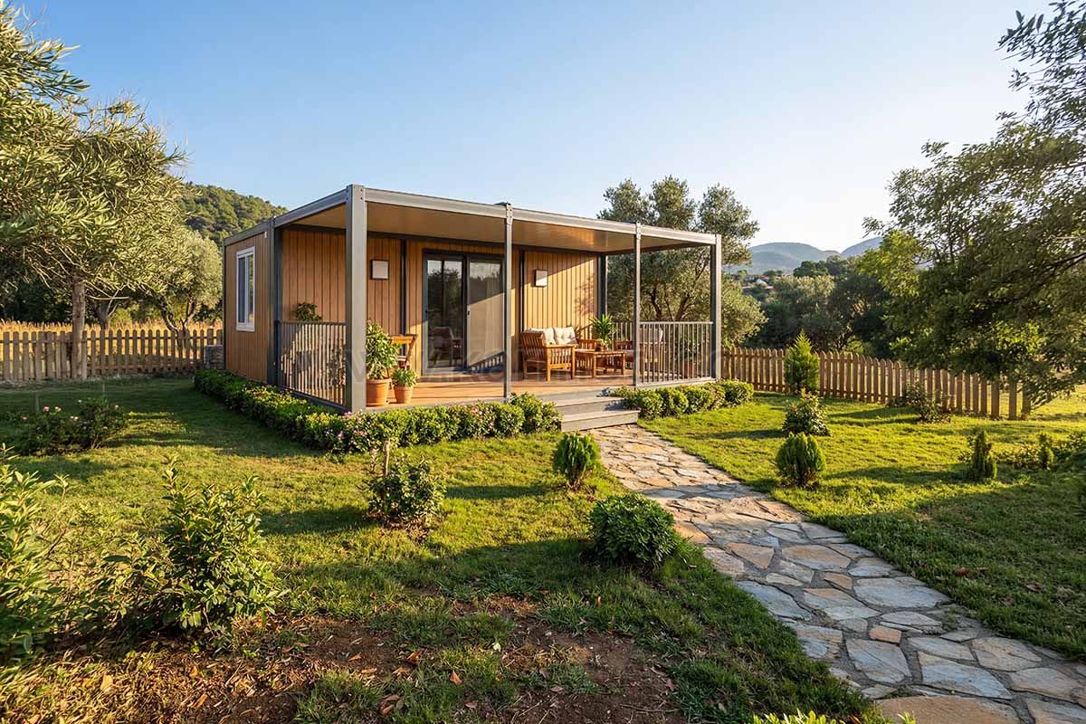 espace de travail en tiny house loin de la ville