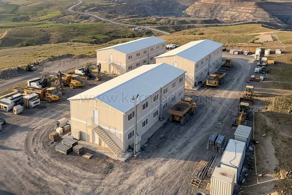 taş ocağı saha ofisi ve işçi tesisleri