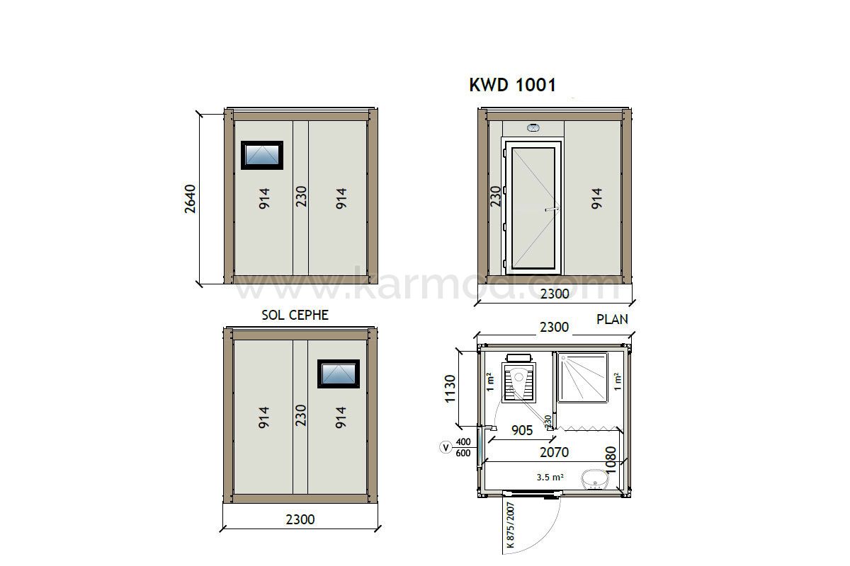 Комбинированный контейнер туалет и душ 230x230 KW2