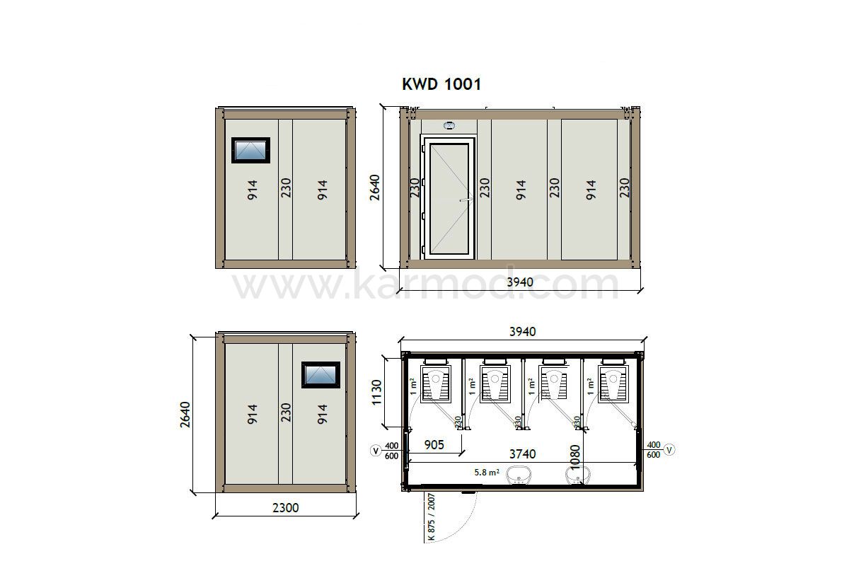 Блок-контейнер Туалет 230X400 KW4