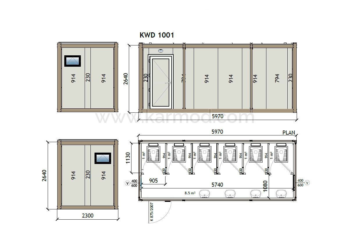 Блок-контейнер Туалет 230X600