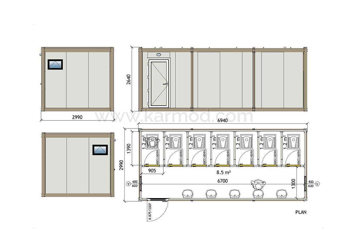 Блок-контейнер Туалет 300x700 KWD 701