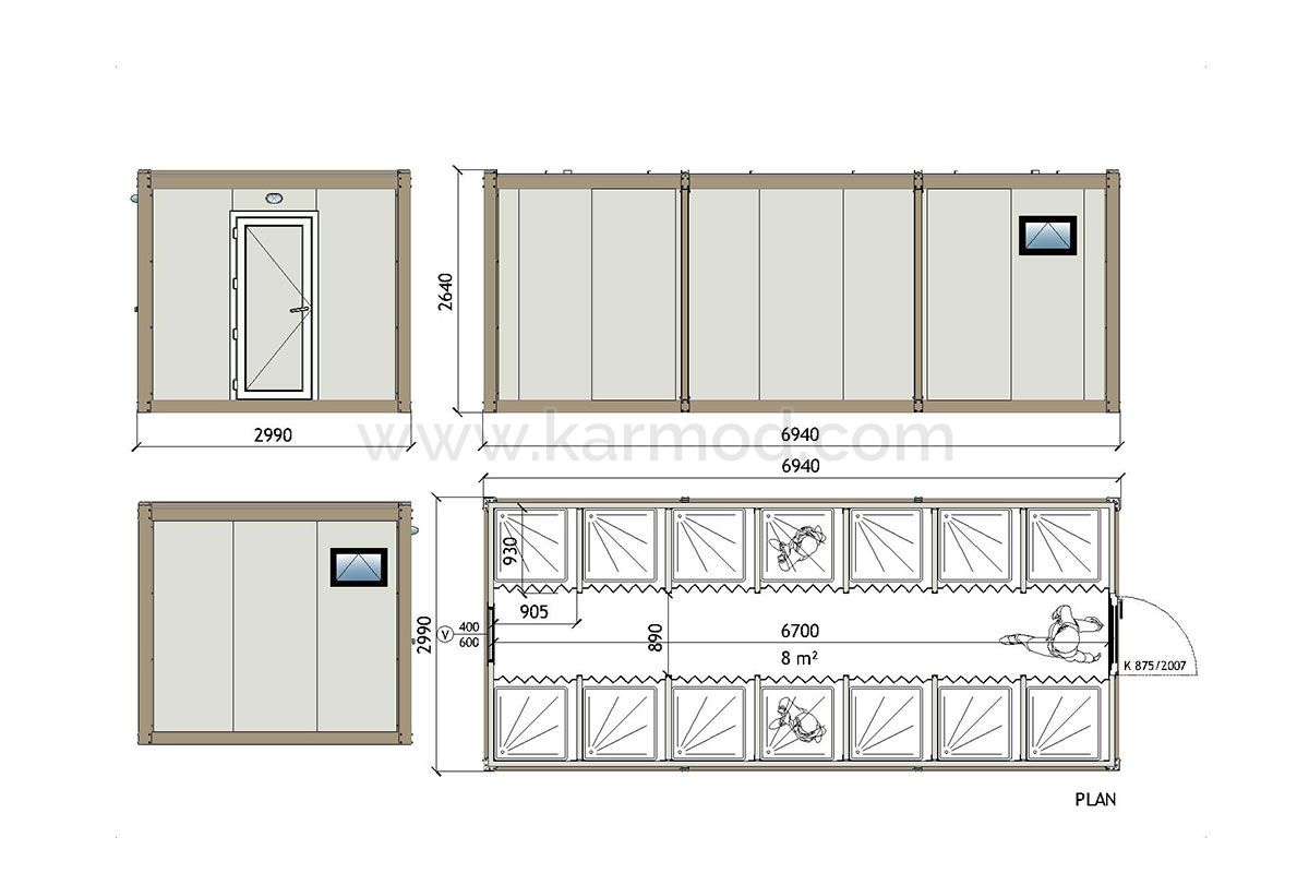 Душ 300x700 Блок контейнер KWD 141